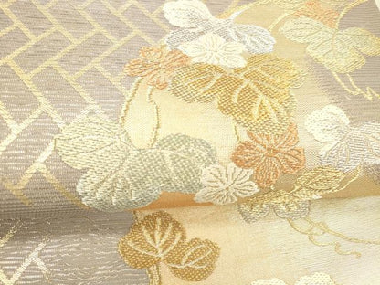 平和屋着物＊夏物 六通柄袋帯 唐織 竜田川 金銀糸 正絹 逸品 DABD7000cm