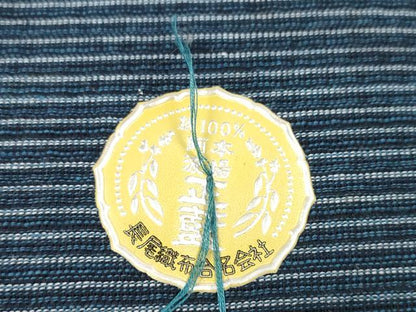 平和屋着物＊夏物 阿波しじら織 浴衣 反物 着尺 正藍染 縞 証紙付き 綿 逸品 未使用 DABD7002zzz