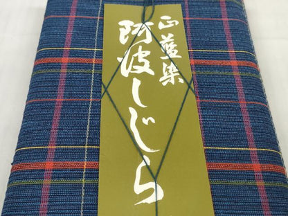 平和屋着物＊夏物 阿波しじら織 浴衣 反物 着尺 正藍染 格子 証紙付き 綿 逸品 未使用 DABD7003zzz