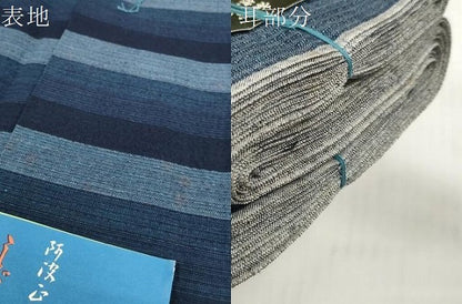 平和屋着物＊夏物 阿波しじら織 浴衣 反物 着尺 正藍染 間道 証紙付き 綿 逸品 未使用 DABD7004zzz