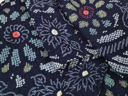 平和屋着物＊夏物 浴衣 有松鳴海絞り 反物 着尺 湯のし前 菊 綿 逸品 未使用 DABD7009zzz