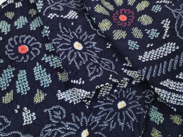 平和屋着物＊夏物 浴衣 有松鳴海絞り 反物 着尺 湯のし前 菊 綿 逸品 未使用 DABD7009zzz