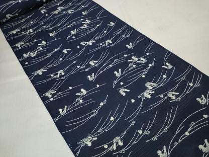 平和屋着物＊夏物　浴衣　反物　着尺　綿絽　無形文化財 長板中形　藍染　鴛鴦　島田染工場謹製　綿　逸品　未使用　DABD7012zzz
