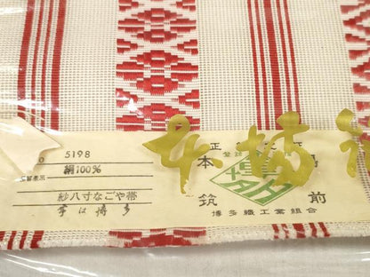 平和屋着物＊夏物 本場筑前博多織 名古屋帯 帯反物 紗献上 証紙付き 逸品 未使用 DABD7020zzz