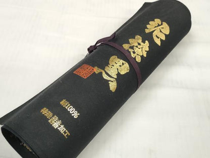 平和屋着物＊夏物 黒紋付 黒反物 着尺 駒絽 五泉 泥染 逸品 未使用 DABD7027zzz