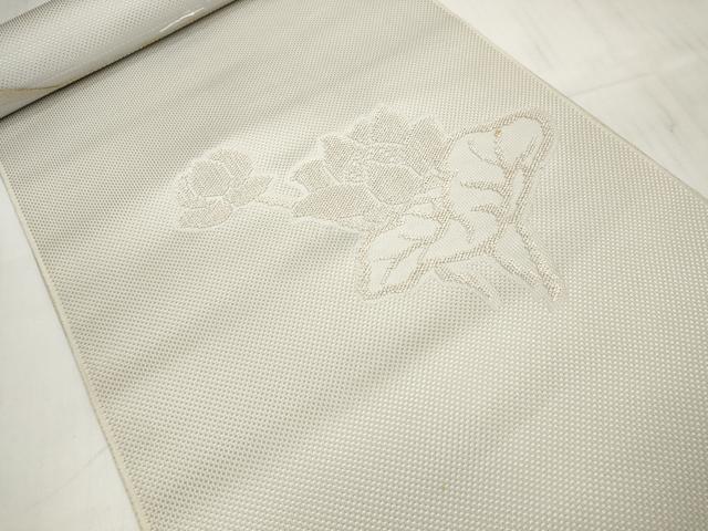 平和屋着物▼中国三大刺繍 相良刺繍 西陣 名古屋帯 帯反物 手織 草花文 証紙付き 逸品 未使用 DABD7037zzz