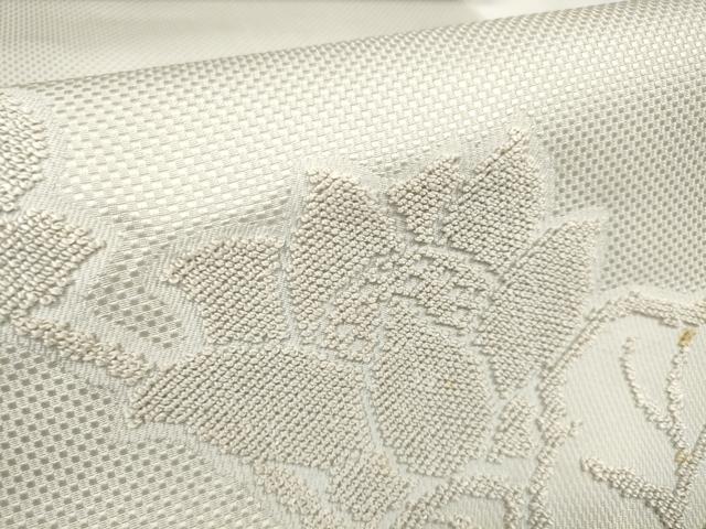 平和屋着物▼中国三大刺繍 相良刺繍 西陣 名古屋帯 帯反物 手織 草花文 証紙付き 逸品 未使用 DABD7037zzz