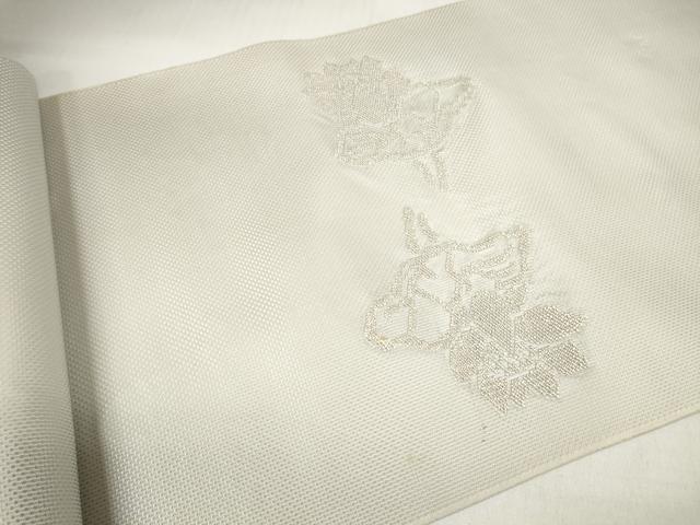 平和屋着物▼中国三大刺繍 相良刺繍 西陣 名古屋帯 帯反物 手織 草花文 証紙付き 逸品 未使用 DABD7037zzz