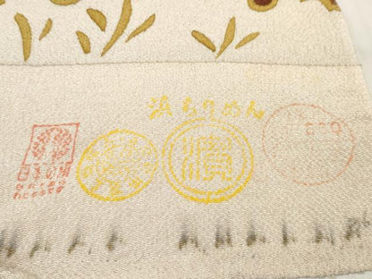 平和屋着物●全通柄袋帯　帯反物　手描ろうけつ染め　春雪　浜ちりめん　上代31万　逸品　未使用　DABD7038zzz