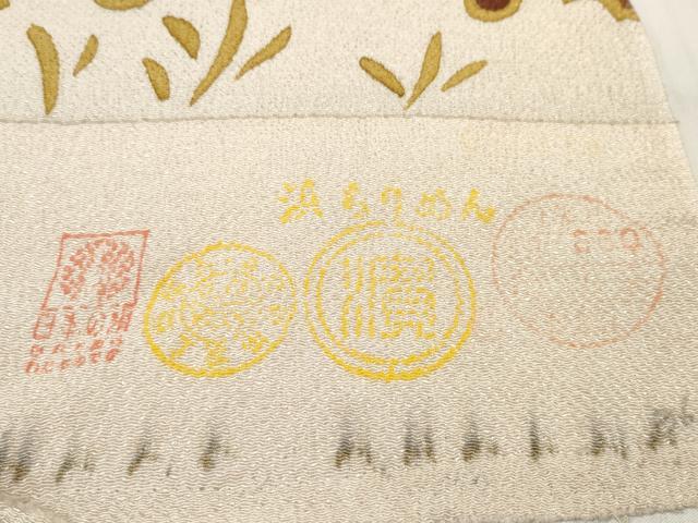 平和屋着物●全通柄袋帯　帯反物　手描ろうけつ染め　春雪　浜ちりめん　上代31万　逸品　未使用　DABD7038zzz