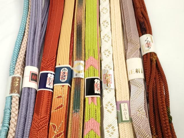 平和屋着物●和装小物　帯締め10本セット　手組紐　組紐　高麗組　笹浪組　金糸　逸品　未使用　DABD7049zzz