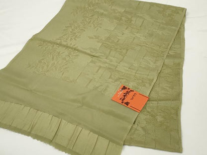 平和屋着物●和装小物　帯締め・帯揚げセット　草木染　地紋起こし　枝葉地紋　海松色　逸品　未使用　DABD7053zzz