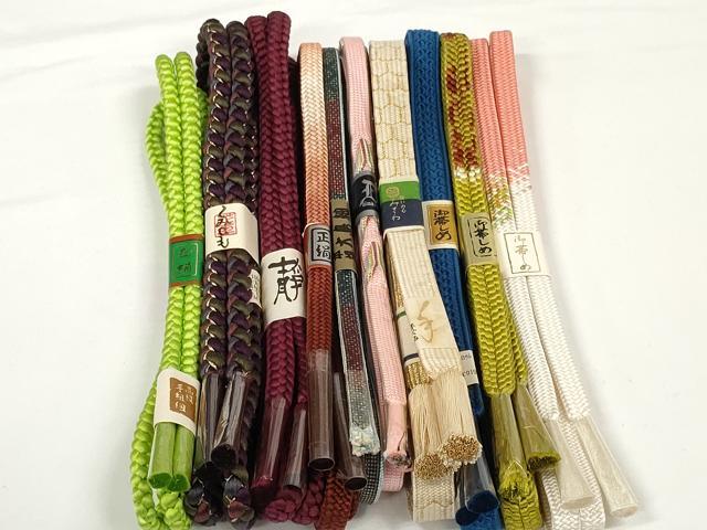 平和屋着物●和装小物　帯締め10本セット　手組紐　本場大島紬　亀甲組　金糸　逸品　未使用　DABD7058zzz