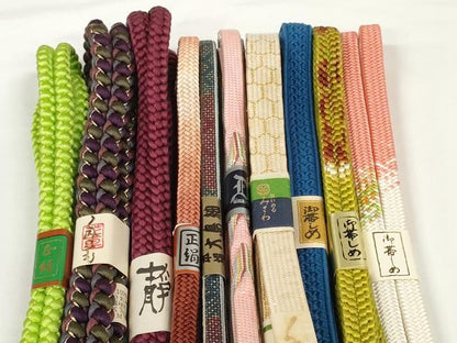 平和屋着物●和装小物　帯締め10本セット　手組紐　本場大島紬　亀甲組　金糸　逸品　未使用　DABD7058zzz
