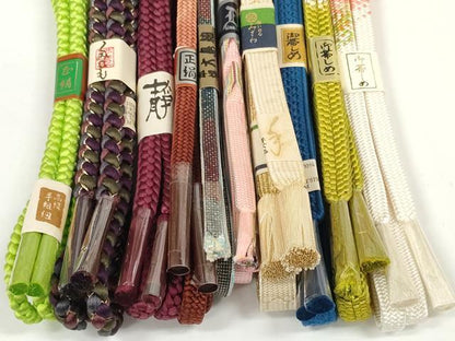 平和屋着物●和装小物　帯締め10本セット　手組紐　本場大島紬　亀甲組　金糸　逸品　未使用　DABD7058zzz