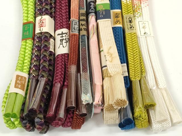 平和屋着物●和装小物　帯締め10本セット　手組紐　本場大島紬　亀甲組　金糸　逸品　未使用　DABD7058zzz