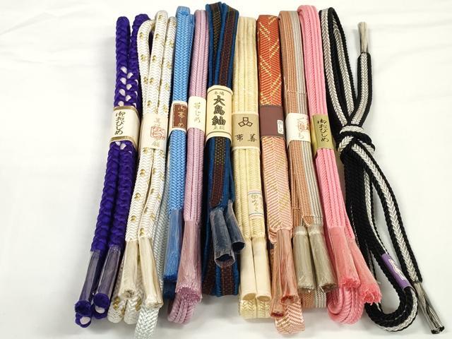 平和屋着物●和装小物　帯締め10本セット　組紐　本場大島紬　笹浪組　冠組　金銀糸　逸品　未使用　DABD7059zzz