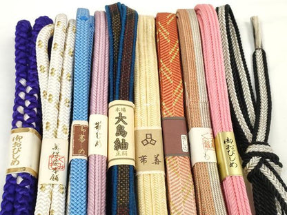 平和屋着物●和装小物　帯締め10本セット　組紐　本場大島紬　笹浪組　冠組　金銀糸　逸品　未使用　DABD7059zzz