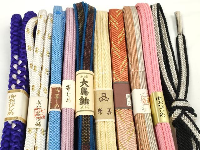 平和屋着物●和装小物　帯締め10本セット　組紐　本場大島紬　笹浪組　冠組　金銀糸　逸品　未使用　DABD7059zzz