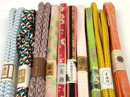 平和屋着物●和装小物　帯締め10本セット　手組紐　本場奄美泥染　友禅　金銀糸　めいくやまと　三越扱い　逸品　未使用　DABD7060zzz
