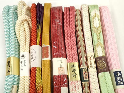 平和屋着物●和装小物　帯締め10本セット　手組紐　藤三郎紐　冠組　金糸　逸品　未使用　DABD7064zzz