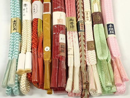 平和屋着物●和装小物　帯締め10本セット　手組紐　藤三郎紐　冠組　金糸　逸品　未使用　DABD7064zzz