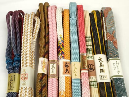 平和屋着物●和装小物　帯締め10本セット　組紐　大島紬　高麗組　奈良組　金糸　美保姿本舗　逸品　未使用　DABD7066zzz
