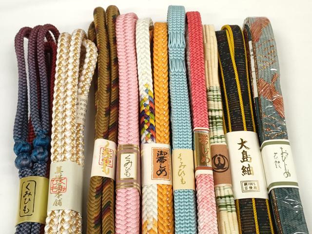 平和屋着物●和装小物　帯締め10本セット　組紐　大島紬　高麗組　奈良組　金糸　美保姿本舗　逸品　未使用　DABD7066zzz