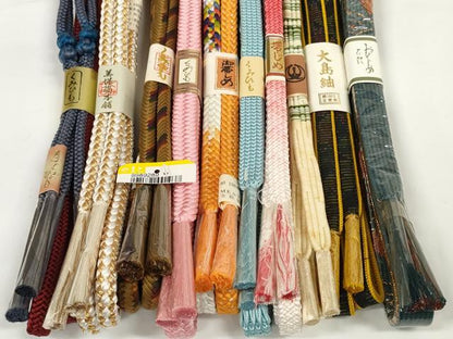 平和屋着物●和装小物　帯締め10本セット　組紐　大島紬　高麗組　奈良組　金糸　美保姿本舗　逸品　未使用　DABD7066zzz