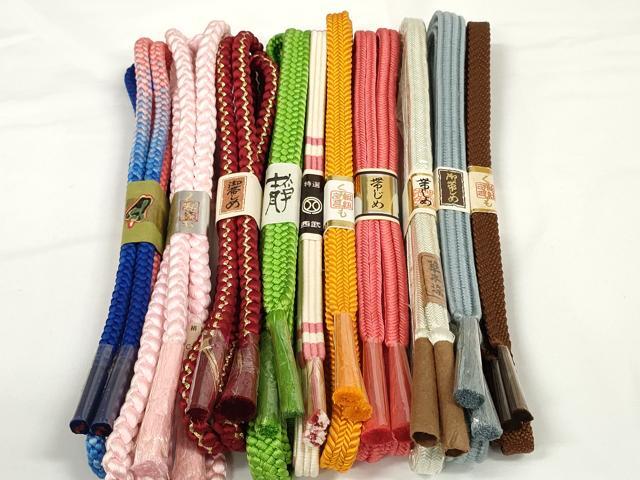 平和屋着物●和装小物　帯締め10本セット　組紐　草木染　冠組　金糸　西武百貨店扱い　逸品　未使用　DABD7067zzz