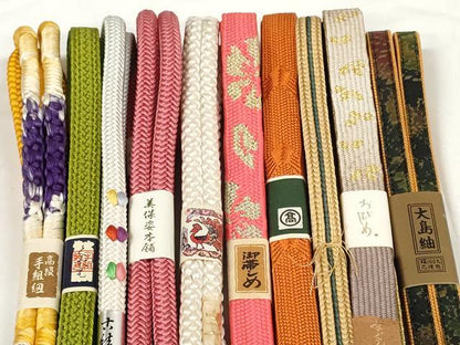 平和屋着物●和装小物　帯締め10本セット　手組紐　高麗組　大島紬　金糸　美保姿本舗　高島屋扱い　逸品　未使用　DABD7072zzz