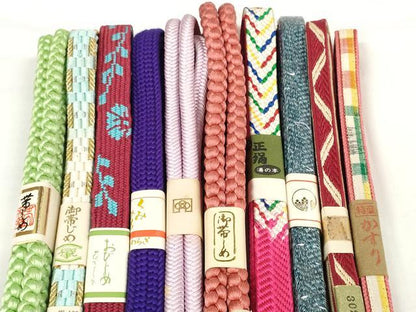 平和屋着物●和装小物　帯締め10本セット　かすり　高麗組　笹浪組　奈良組　金糸　逸品　未使用　DABD7073zzz