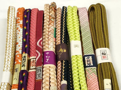 平和屋着物●和装小物　帯締め10本セット　コシノジュンコ　手組紐　冠組　金糸　さが美扱い　逸品　未使用　DABD7075zzz