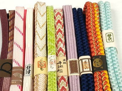 平和屋着物●和装小物　帯締め10本セット　手組紐　堅牢染　笹浪組　金糸　逸品　未使用　DABD7080zzz