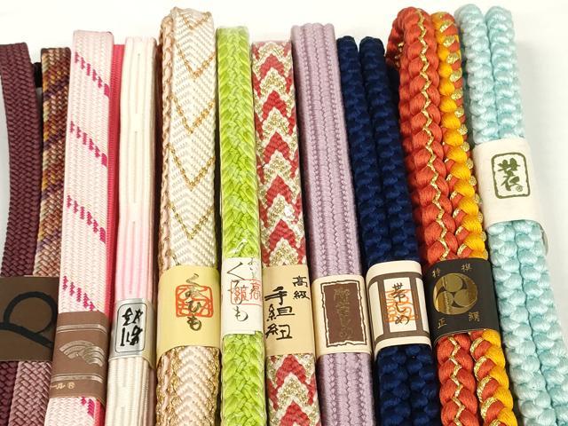 平和屋着物●和装小物　帯締め10本セット　手組紐　堅牢染　笹浪組　金糸　逸品　未使用　DABD7080zzz