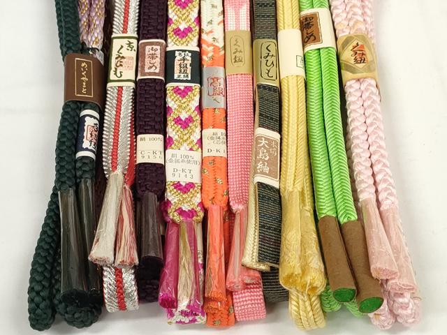 平和屋着物●和装小物　帯締め10本セット　手組紐　京組紐　本場大島紬　奈良組　金銀糸　めいくやまと　逸品　未使用　DABD7083zzz