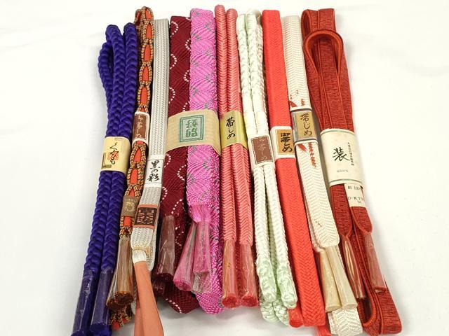 平和屋着物●和装小物　帯締め10本セット　本場筑前博多織　草木染　奈良組　唐組　逸品　未使用　DABD7086zzz