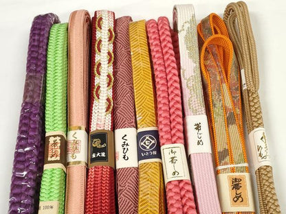 平和屋着物●和装小物　帯締め10本セット　組紐　草木染　高麗組　金糸　丈長あり　逸品　未使用　DABD7093zzz