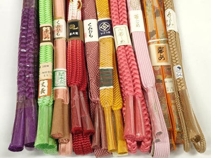 平和屋着物●和装小物　帯締め10本セット　組紐　草木染　高麗組　金糸　丈長あり　逸品　未使用　DABD7093zzz