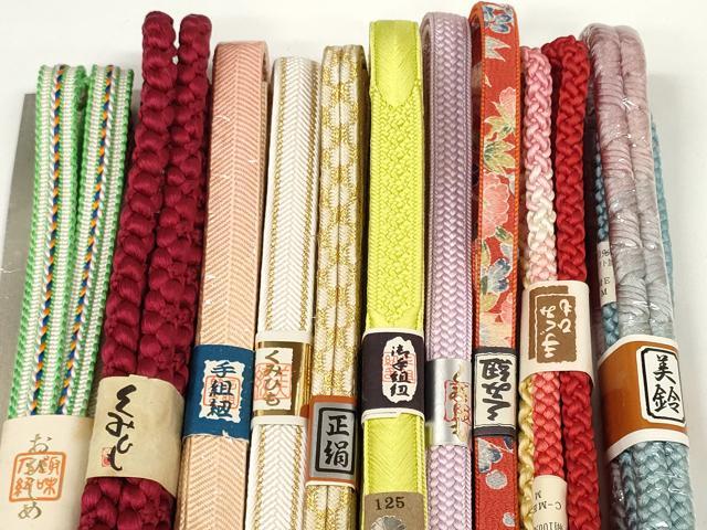 平和屋着物●和装小物　帯締め10本セット　手組紐　笹浪組　亀甲組　金糸　逸品　未使用　DABD7098zzz