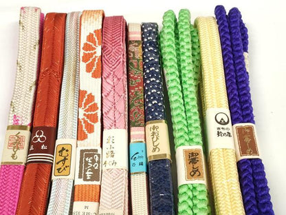 平和屋着物●和装小物　帯締め10本セット　組紐　高麗組　笹浪組　金糸　鈴乃屋扱い　逸品　未使用　DABD7100zzz