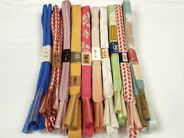 平和屋着物●和装小物　帯締め10本セット　手組紐 組紐 厄除け紐　高麗組 笹浪組　金銀糸　そごう・さが美扱い　逸品　未使用　DABD7113zzz