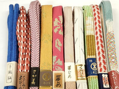 平和屋着物●和装小物　帯締め10本セット　手組紐 組紐 厄除け紐　高麗組 笹浪組　金銀糸　そごう・さが美扱い　逸品　未使用　DABD7113zzz