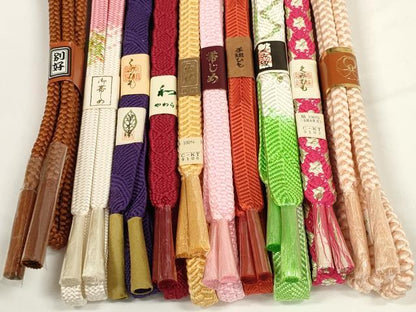 平和屋着物●和装小物　帯締め10本セット　組紐　草木染　笹浪組　金糸　逸品　未使用　DABD7121zzz
