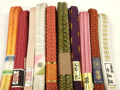 平和屋着物●和装小物　帯締め10本セット　高級手組紐　組紐　畝組　金銀糸　めいくやまと　三越扱い　逸品　未使用　DABD7123zzz