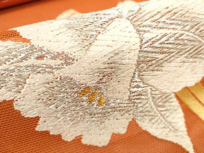 平和屋着物＊夏物　名古屋帯　帯反物　唐織　刺繍　草花文　金銀糸　逸品　未使用　DABD7139zzz