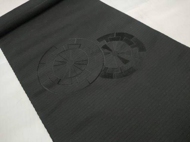 平和屋着物＊夏物 西陣 名古屋帯 帯反物 黒反物 黒共帯 刺繍 源氏車 証紙付き 逸品 未使用 DABD7140zzz