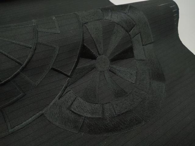 平和屋着物＊夏物 西陣 名古屋帯 帯反物 黒反物 黒共帯 刺繍 源氏車 証紙付き 逸品 未使用 DABD7140zzz
