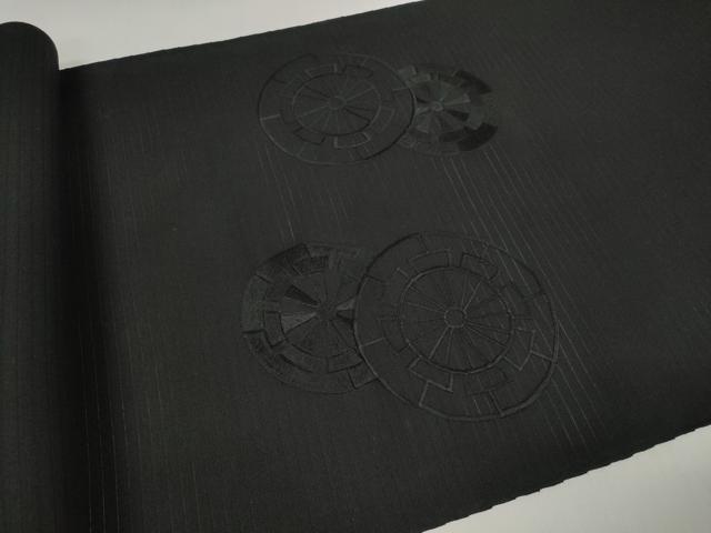 平和屋着物＊夏物 西陣 名古屋帯 帯反物 黒反物 黒共帯 刺繍 源氏車 証紙付き 逸品 未使用 DABD7140zzz