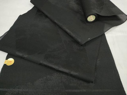 平和屋着物＊夏物 西陣 織憲謹製 名古屋帯 帯反物 黒反物 黒共帯 色紙地紋 証紙付き 逸品 未使用 DABD7141zzz